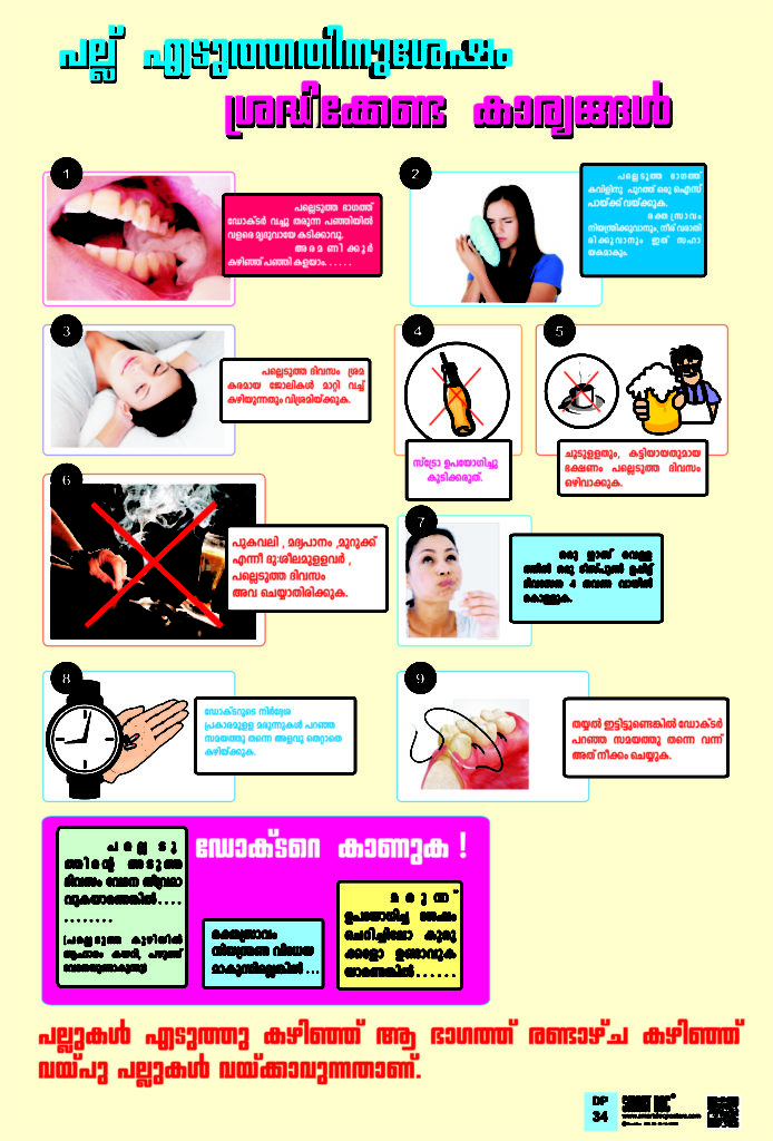 Care after tooth extraction (Malayalam) DP34M Smart Doc Posters